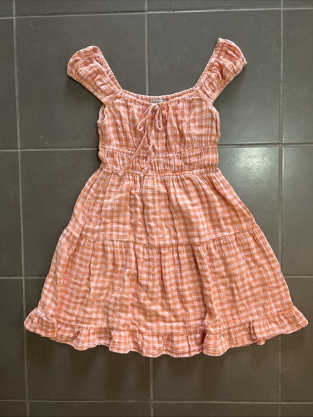 Ghanda Women’s Sz AU S Mini Dress Cotton Sleeveless Gingham Check Sundress VGC