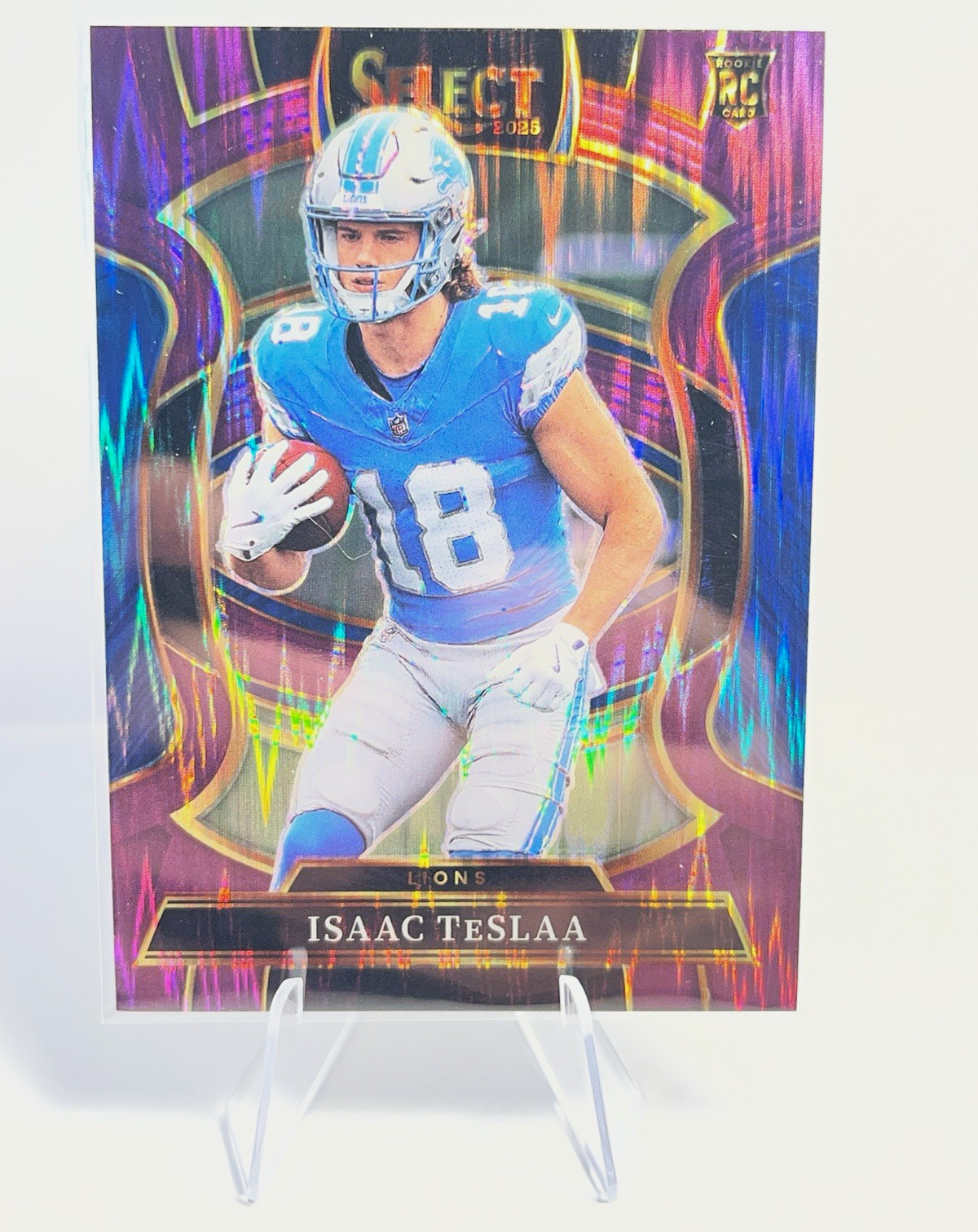 Panini 2025 Select Concourse Isaac Teslaa Lions Purple Shock Prizm RC #70/699