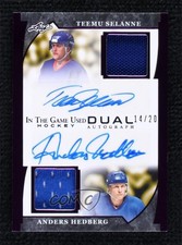 2022 Leaf ITG Used Game Dual Purple 14/15 Teemu Selanne Anders Hedberg Auto 1cp2