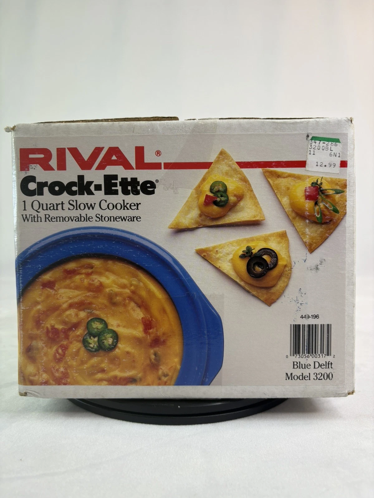 NOS Vintage Rival Crock-Ette Slow Cooker Country Blue 1 Qt Model 3200 Blue Delft