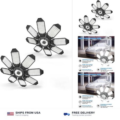 Garage Lights - 40000LM Super Bright Garage Lights Ceiling Led w/ 8 Deformabl...