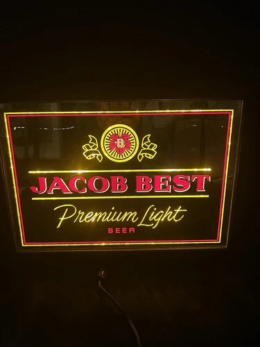 1982 Pabst Brewing Company Jacob Best Beer Sign Vintage Bar Light