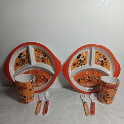 2 Walt Disney Halloween Divided  Mickey Mouse & Friends Plastic Dish Sets