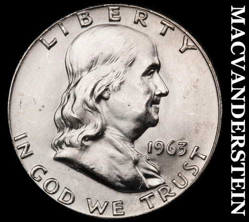 1963 Franklin Half - Silver- Near FBL- Heavy Die Polish- Choice Gem BU #J4189