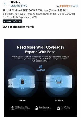 TP-Link Archer BE550 BE9300 Tri-Band WiFi 7 Router 6-Stream 2.5G Ports New image 6