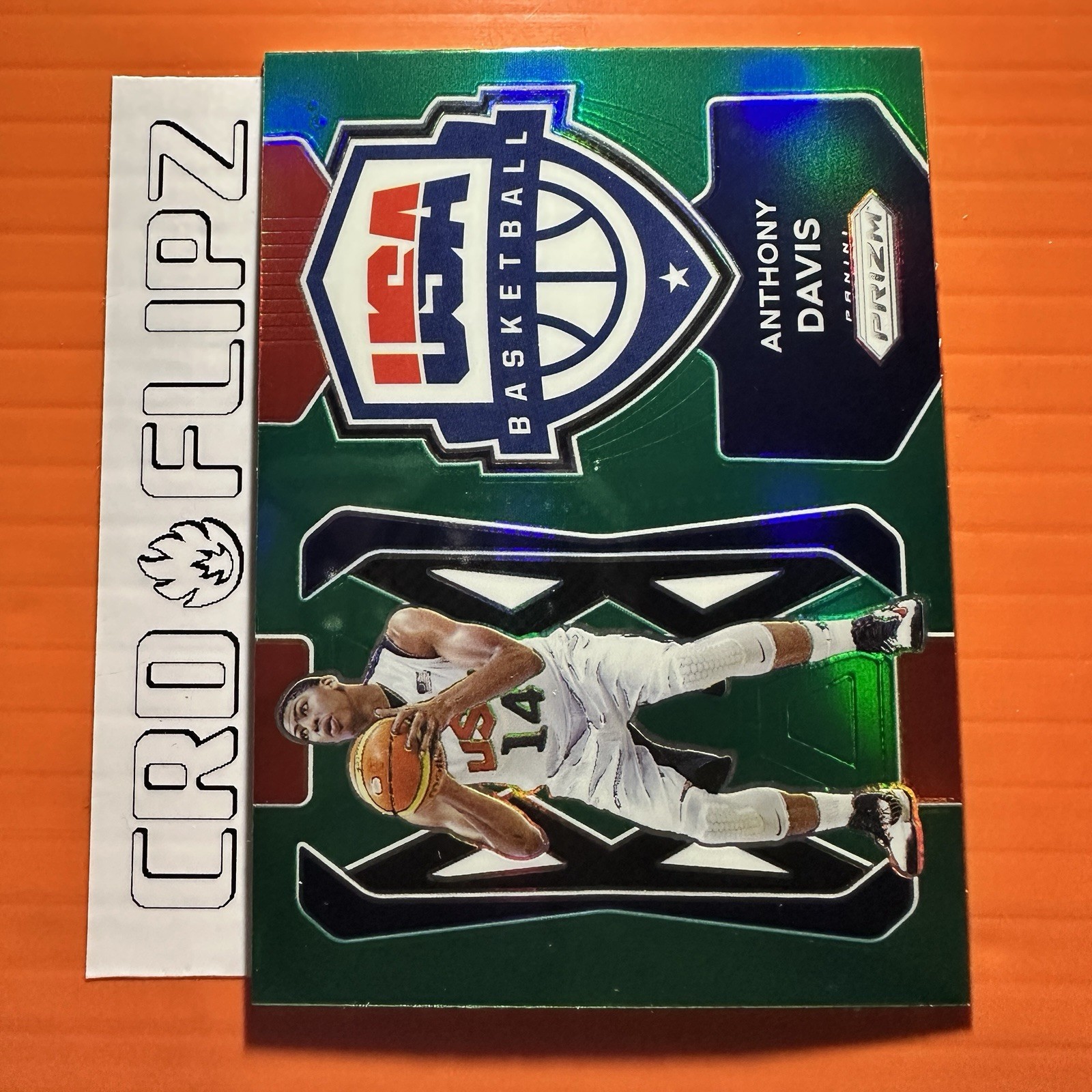 2021-22 Panini Prizm USA Basketball Prizms Green Holo #3 Anthony Davis