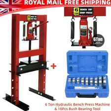 6 Ton Workshop Press Machine Hydraulic Bench & 10 Wheel Bearing Bushing Seal Set