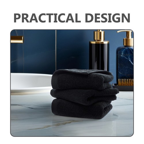 Cotton Black Color Face Towel Bath Towel Fast Drying Water Absorption 35x75cm - Bild 4 von 12