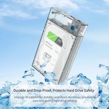 3.5 Inch Transparent USB 3.1 Enclosure for SATA HDD SSD Internal Rib Support