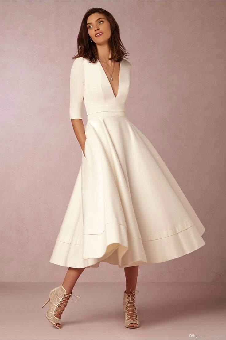 3/4 Sleeve Empire Waist Wedding Dresses for sale | eBay