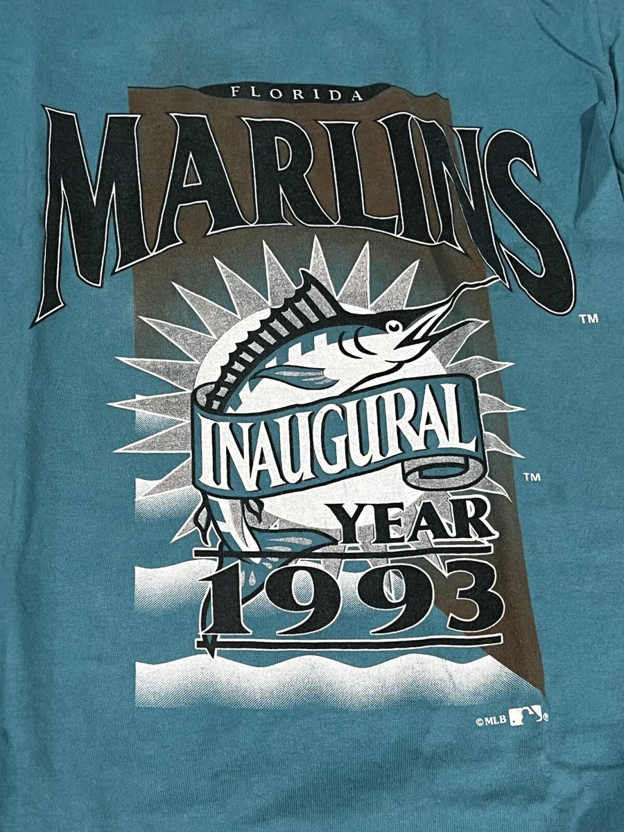 Vintage Florida Marlins T-shirt Men's Medium White 1993 Inaugural Season
