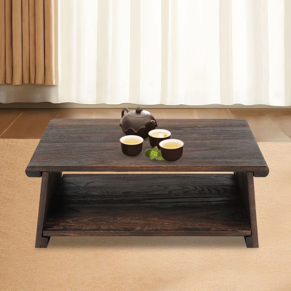 Japanese WoodenTable Folding Meditation Table Floor Small Tea Table 7.9" Height - Image 3 of 4