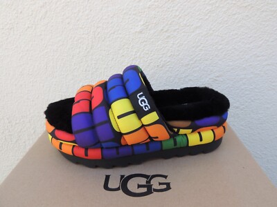 UGG ALL GENDER PRIDE LOGO MAXI SLIDE PLATFORM SANDALS, WOMEN US 12
