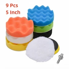 9pcs 5 Inch Car Buffing Pads Polishing for Drill Sponge Kit Waxing Foam Polisher