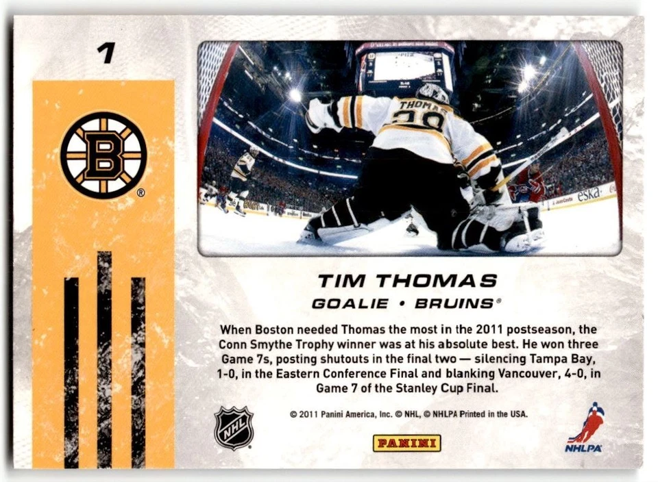 2011-12 Score Net Cam Tim Thomas #1 Boston Bruins - Image 2 of 2