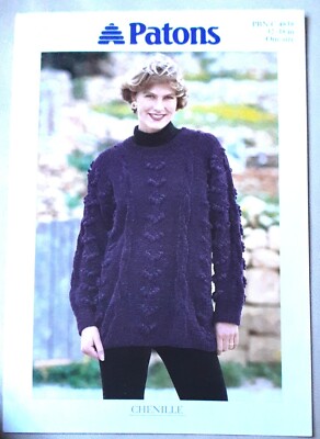 New Original Patons Chenille Ladies Sweater Knitting Pattern C4838 UK