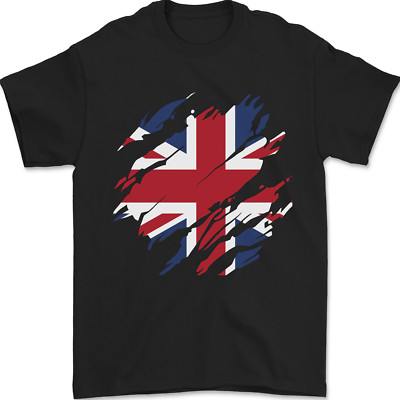 Torn British Flag Union Jack Britain Mens T-Shirt 100% Cotton