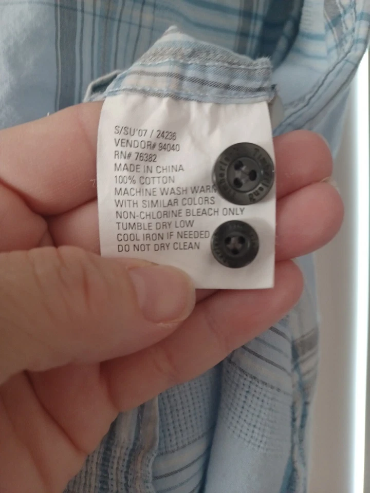 Camisa de vestir Timberland para hombre ligera con botones manga larga azul talla 2XL Foto 3 de 3