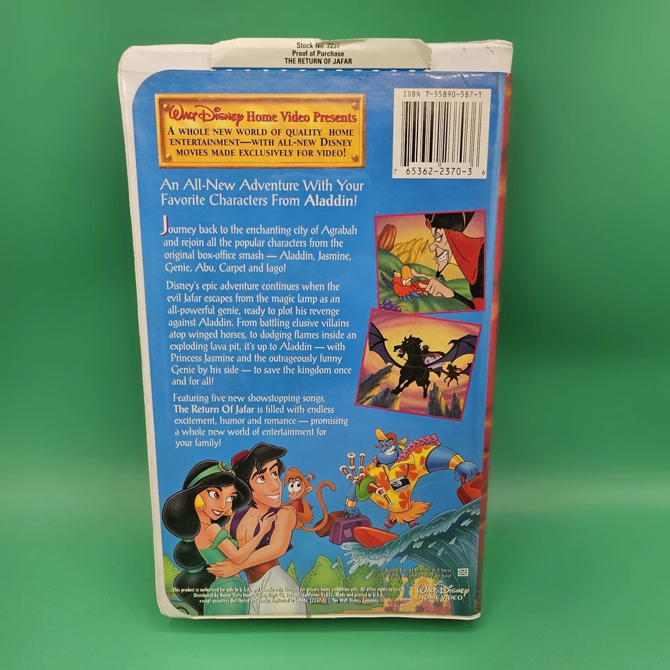 Disney's Aladdin & The Return of Jafar Used Tested VG+ VHS LOT OF 2 Movies VTG Foto 4 de 4