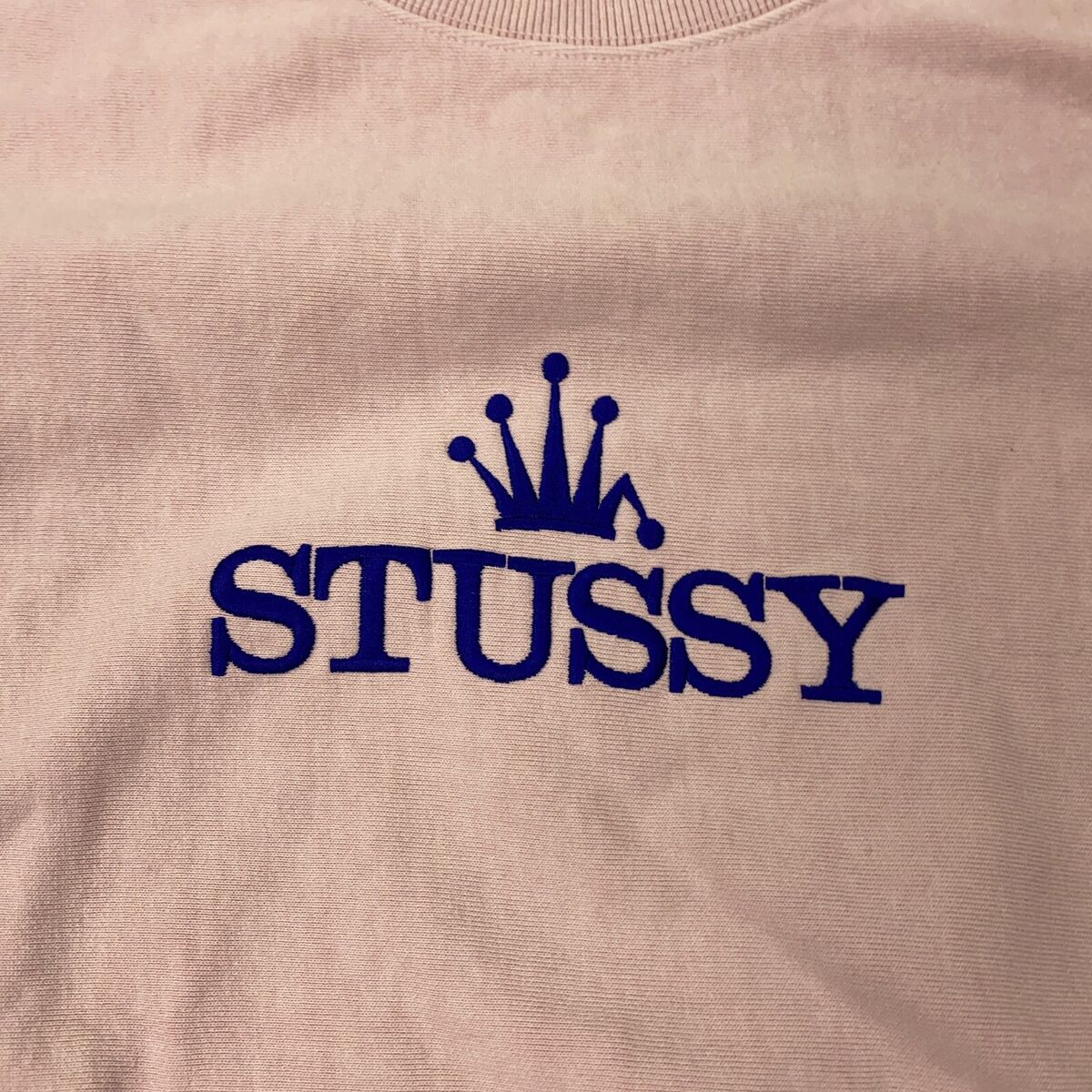 Stussy Bent Crown Crew Mens XXL Pink Sweatshirt Embroidered Stussy Bent Crown Crew Mens XXL Pink Sweatshirt Embroidered