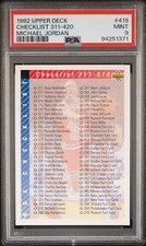 1992 Upper Deck #419 Michael Jordan Checklist PSA 9 Pristine