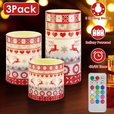 3 Packs Flickering Christmas Flameless LED Candles with Timer Remote Control