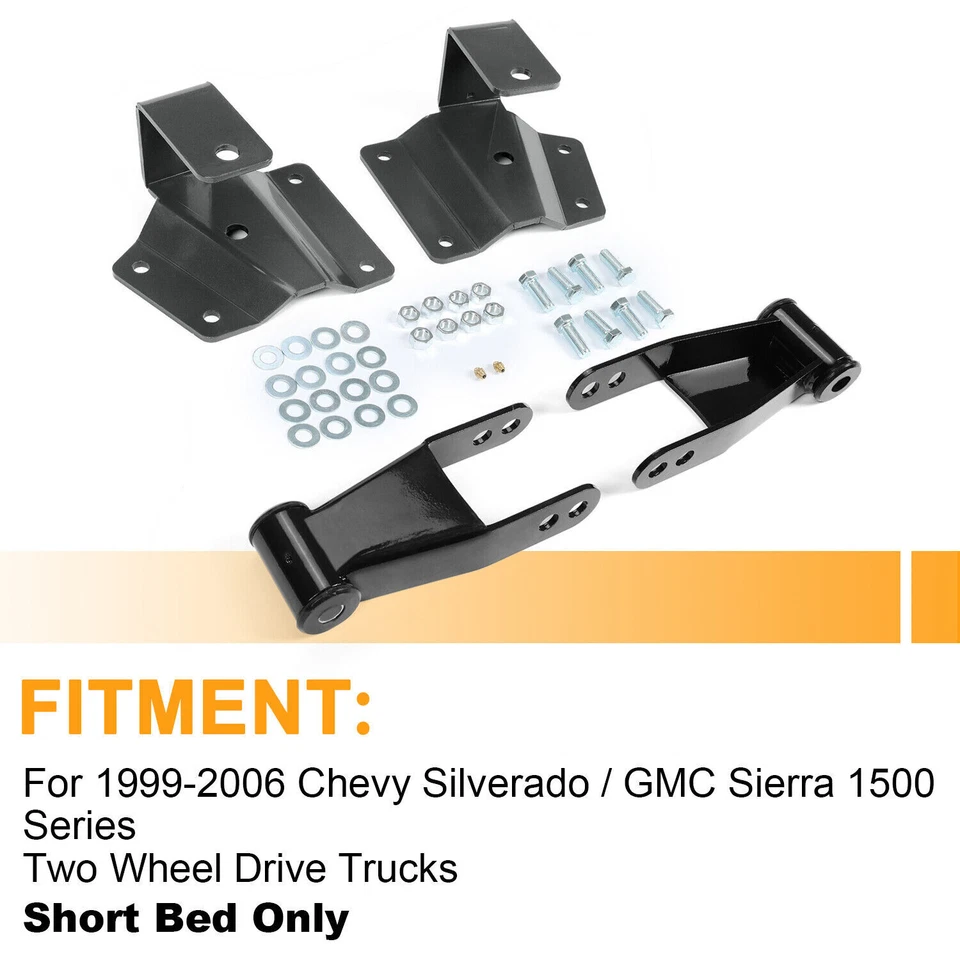 4'' Rear Shackles+Hangers Drop Kit For 99-2003 04-06 Chevy Silverado GMC Sierra - Image 3 of 4