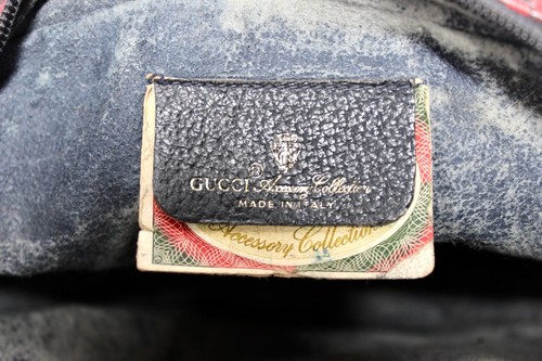 Vintage GUCCI Red and Black Stripe Canvas and Leather Clutch Wristlet Bag Italy - Picture 15 of 24