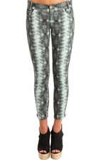 $395 Derek Lam 10 Crosby Women's Jeans Lizard Print Skinny Pants Pistachio 2