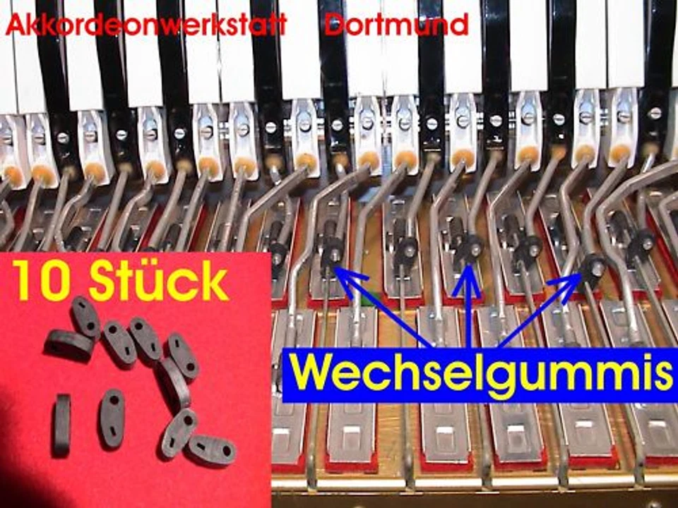 Piezas de repuesto de acordeón, 10 gomas intercambiables para HOHNER Atlantic, Lucia - 10 key rubber