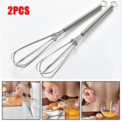 2 Stück Edelstahl Hand Schneebesen Mixer Ballon Ei Milch Schläger Küche Kochen UK