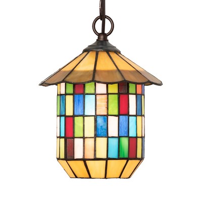 Meyda Lighting 8''W Meyer Lantern Pendant, Multi-Color Art/MBZ - 264512