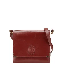 Cartier Must Line Leather Shoulder Bag Women Brown One Size