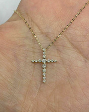 1Ct Round Cut Lab Created Diamond Women's Cross Pendant 14K White Gold Plated