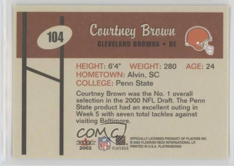 2002 Fleer Platinum Courtney Brown #104 - Image 2 of 2