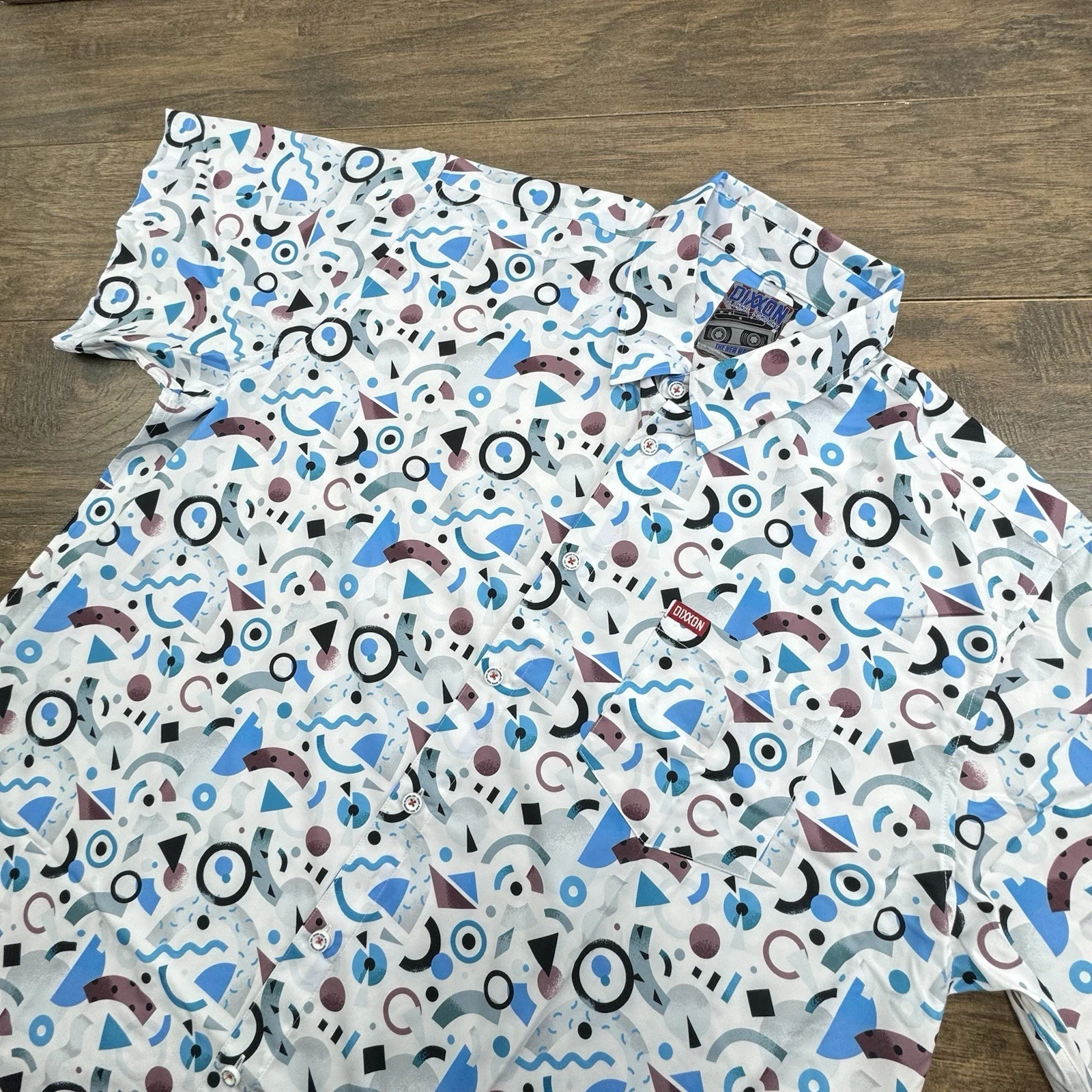 Dixxon Shirt Mens 3X New Wave Party White Geometric Button Up Hawaiian-NWT