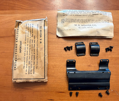 WEAVER 3/4'' N4 Side Scope Mount Base with Rings & Screws Black Vintage NOS