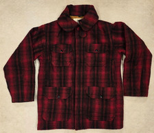 Men's Size 38 Vintage Woolrich 503 Red Buffalo Plaid Mackinaw Wool Hunting Coat