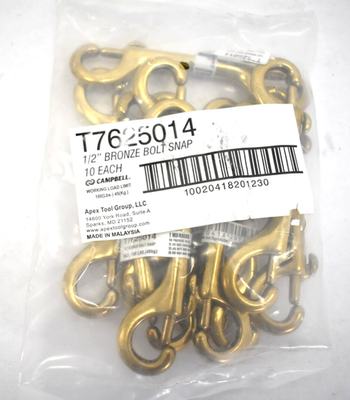 #ad Campbell 1 2quot; Polished Bronze Bolt Snap 4.5quot; Long Working Load 100 lb Pack of 10 $32.06