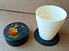 vintage soviet plastic folding cup.artistic painting ussr