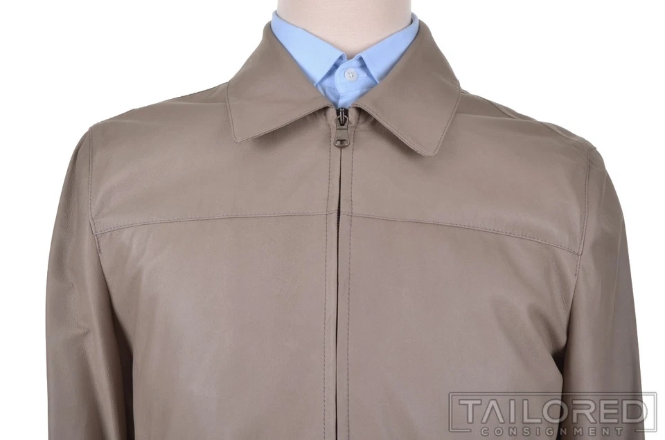 全新 - CESARE ATTOLINI 纯米色皮革男式夹克外套 - EU 50 — 第 2/4 张图片