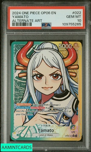 2024 ONE PIECE OP06-WINGS OF THE CAPTAIN YAMATO #022 ALTERNATE ART PSA 10