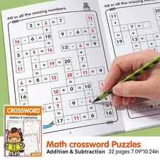 Math Workbook For Kids Ages 5-8:Math Crossword Puzzles Addition And Subtraction