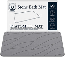 Diatomaceous Stone Bath Mat, Quick-Dry Non-Slip, Super Absorbent Dark Grey 