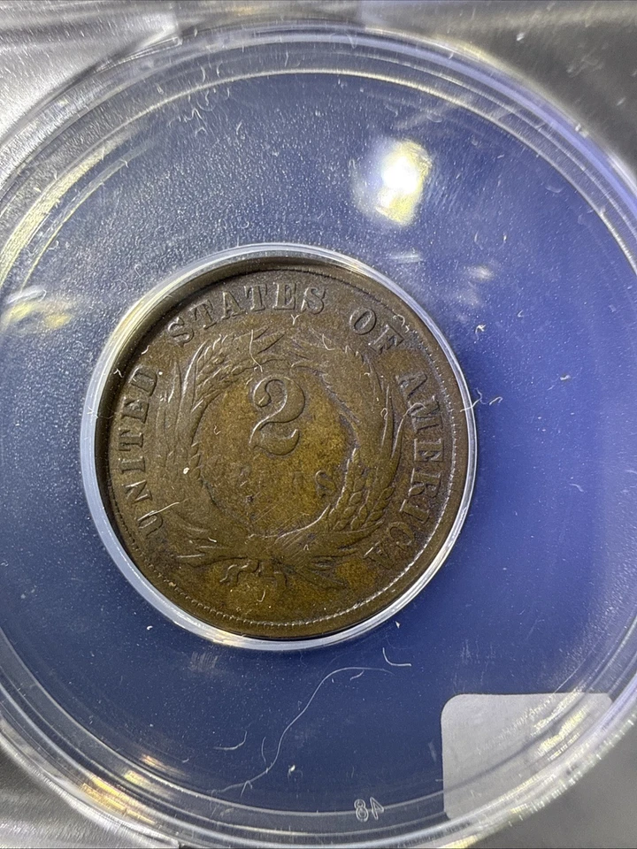 1871 2 Cent Piece ANACS F12 PCGS PRICE GUIDE VALUE $100 M419 - Image 4 of 4