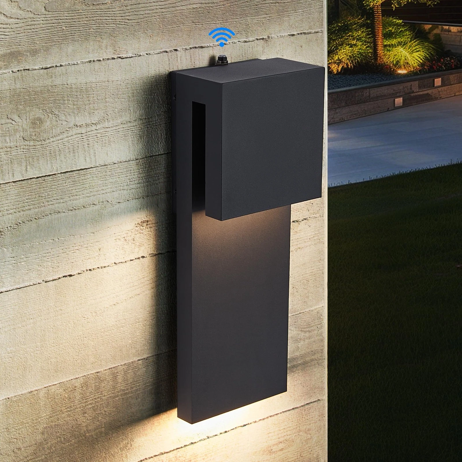 Dusk to Dawn Outdoor Lighting Fixture Wall Mount Modern Integrated LED 2 Ligh...