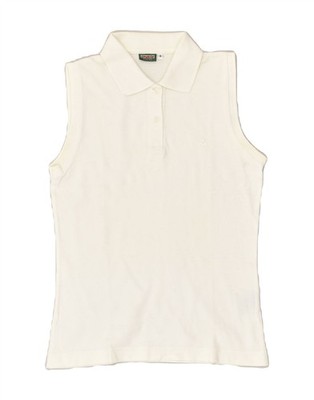 Invicta Damen ärmelloses Poloshirt UK 10 Small weiß Baumwolle AV71
