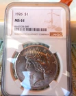 1926 Peace Silver Dollar  NGC MS 61