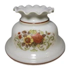Vintage Quoizel Floral Milk Glass Hurricane 6" Lamp Shade Globe Ruffled Edge