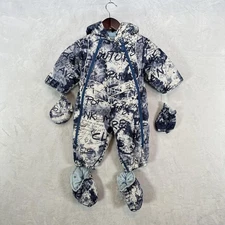 Pilguni Snowsuit Infant 74 Blue White Hooded Bunting IsoSoft Mittens Booties